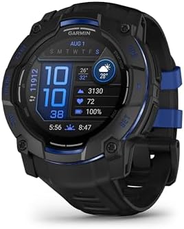 Garmin Instinct 3, Smartwatch, 50mm, Display AMOLED 1,3", Lunetta in metallo, 10ATM, GPS Multi-band, Torcia, 90+ App per lo Sport, Pay, Autonomia 24 giorni, Bolt Blue