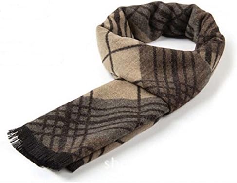 Men's Soft Warm Gentleman Wool Polyacrylic Fiber Blend Tartan luxury 30*180cm Scarf (Grey)
