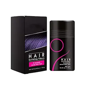 Hair Fluff Up Fiber Powder, 100% Natural Building Fibers - 5 Seconds Cover Up - Hair Thickener & Topper (Black, 12g)