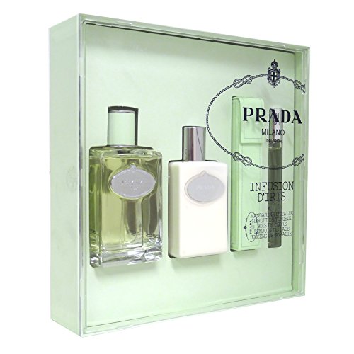 Prada Infusion D'Iris For Women by Prada EDP Spray 100ml + EDP Roll On 10ml + Case + Body Lotion 100ml Giftset