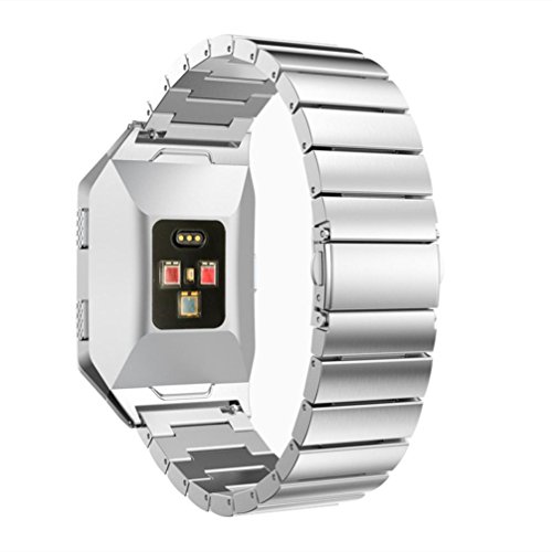 Preisvergleich Produktbild Uhrenarmband Für Fitbit Ionic, ESAILQ Solid Edelstahl Zubehör Uhrenarmband Metallbänder für Fitbit Ionic, 130-210mm (Silber)