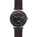 STERNGLAS TOPOGRAPH | 42 mm | Automatik Uhr mit Anti-Reflex Saphirglas | Schnellwechselband | Minimalistische Armbanduhr | Bauhaus Herrenuhr (schwarz/Silber / Vintage Mokka)