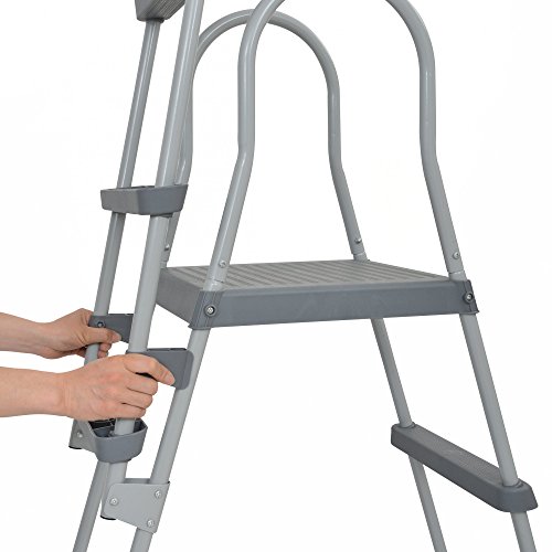 Jilong 4 stufige Poolleiter für Poolwandhöhen bis 122 cm mit Kindersicherung, grau, 80 x 60 x 150 cm, 29R150 - 3