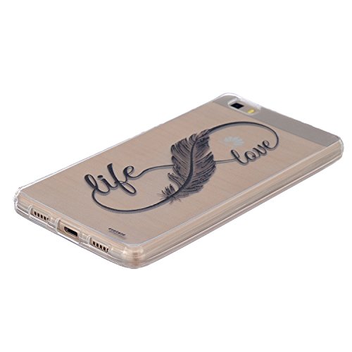 Ultra Slim Dünn Silikon TPU Transparent für Huawei P8 Lite Hülle , Premium Handy Tasche Schutz Hülle Case Cover Etui Strass Schutz schutzhülle Bumper Schale Silicone für Huawei P8 Lite + Staubstecker (2) - 2
