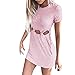 Produktbild Onceal Frauen-Damen-beiläufige Normallack-Taille geknotete Hohle Entwurfs-dünnes Minikleid (M, Rosa)