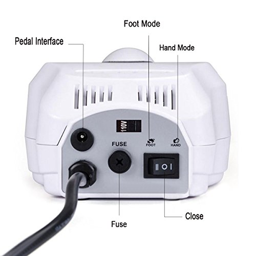 SymbolLife professioneller Nagelfräser elektrische Nagelfeile Nagelstudio-Set Maniküre Pediküre Set mit Fräser und Fußpedal, Weiß - 4