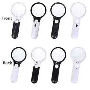 DSstyles 3LEDs Portable Double Lens Lighted Loupe for Reading White Light Full Black