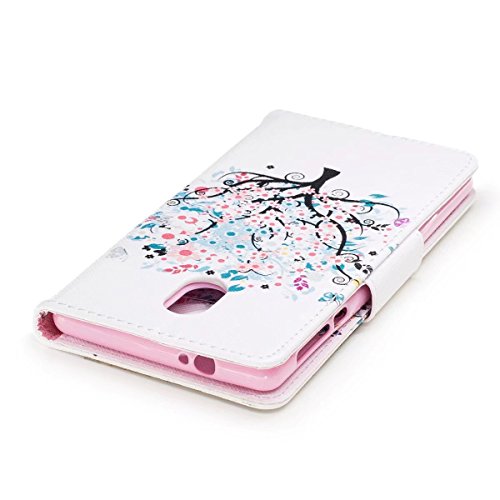LEMORRY Nokia 3 Hülle Tasche Ledertasche Flip Beutel Haut Slim Bumper Schutz Magnetisch Soft SchutzHülle Weich Silikon Cover Handhülle Schale für Nokia 3, Kunstbaum - 5