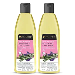 Soulflower Rosemary Lavender Healthy Hair Oil, 225ml Each | Healthy Hair, Scalp, Hair Roots | 100% Pure & Natural Undiluted Coldpressed Oil, Pack of 2