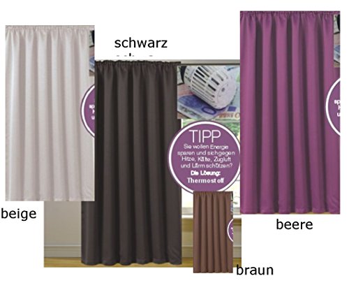 novum fix Vorhang, Gardine für Verdunkelung mit Thermoeffekt, Universal-Schienenband, blickdicht und lichtundurchlässig, 140 x 245 cm (BxH), schwarz - 2