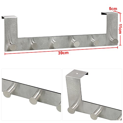 Yahee Türgarderobe Türhakenleiste Garderobenleiste Kleiderhaken Handtuchhaken mit 6 Haken 39cm x11cm x 5cm