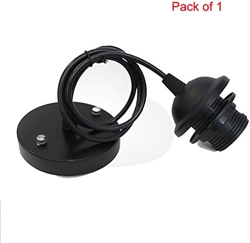 Ceiling Rose Pendant With Lamp Holder fitting Accessories Kit Set For E27 Screw-type Bulb Light for Modern Chic Industrial Dining Coffee Bar Kitchen Black Pack of 1