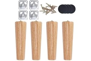 Luabue 4 Pack Sofa Legs 20cm Wooden Furniture Leg 8 inch Wood Couch Leg Ottoman Chair Legs Sofa Feet Replacement with Rubber Protection Pad & Screws for Dresser Table Cabinet TV Stand