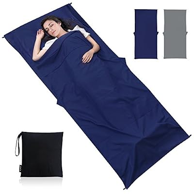 4UMOR Drap de Sac de Couchage Adulte 100% Polyester Doublure Sac de Couchage Été Portable Léger 220 x 90 cm pour Auberges Hôtel Voyage Camping - Bleu Marine