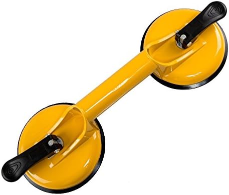 Heavy Duty Suction Cups, High Quality Aluminum Suction Cup Plate Double Handle Professional Glass Puller for lifting/pulling/moving glass (Yellow)