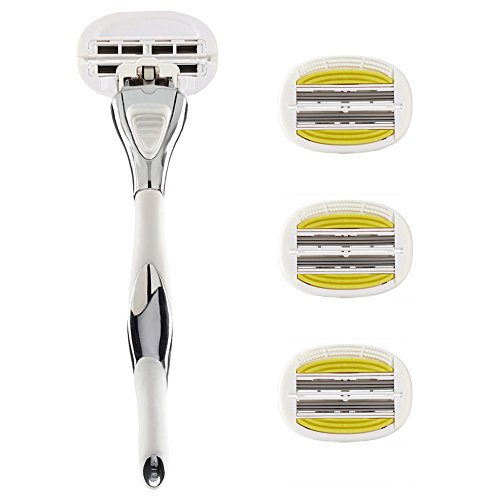 SHAVE-LAB - FIRE - Manual Razor with 4x Razor Blades (P.L.6+ - 6 blades - swinging cartridge - for women, white)