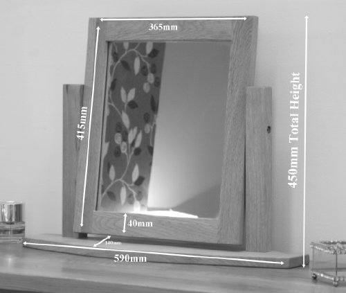 Yabbyou Solid Oak Dressing Table Vanity Swivel Mirror with A Grade Clear Vision Glass