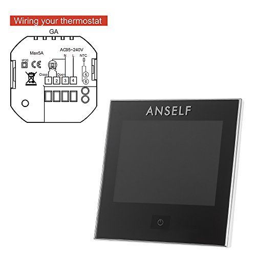 Anself Programmierbarer Raumthermostat Temperaturregler mit LCD Touchscreen Fußbodenheizung Wasserheizung - 6