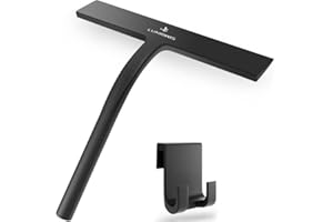 LUNRIWIS Silicone Shower Squeegee with Hook, Black Window Glass Scraper Squeegee Shower Cleaner, Shower Wiper Mirror Screen Wiper for Bathroom Mirror Wipe Car Glass Door Window Cleaning