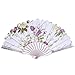 Produktbild REALIKE Damen Handfächer Chinesischer Retro Blumen Stoff Fächer Bambusgriff Wandfächer Hochzeit Party Tanzen Fasching Weiß Blüten Dekoration Geschenk Tanzabend Kostüm Maske Karnevals