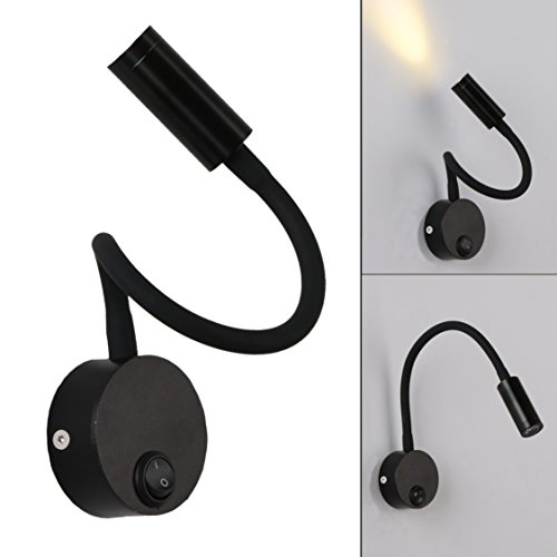 Jin Can 3W LED Bettleuchte Wandleuchte Schwanenhals Leseleuchte, Hell Nachtbeleuchtung Leselicht mit Schalter fur Schlafzimmer, Leselampe Buchlampe Nachtlicht Wireless ,Nachttischlampe Bettlampe Wandlampe Warmweiss [Energieklasse A+] [Energieklasse A+]