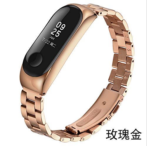 Laduup Cinturino per Xiaomi Mi Band 3, per Xiaomi Mi Band 3 Strap, Orologio in Acciaio Inox, Cinturino di Ricambio Regolabile per Xiaomi Mi Band 3