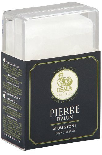 Osma Tradition Bloc - Handmade Alum Block (Soothes Shaving Irritation) With Clear Perspex Case 100g by Osma Laboratoires