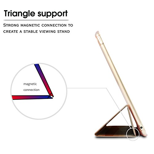 iPad Air 2 / iPad 6 Hülle, Infiland Ultra Dünn Tri-Fold Smart-Muschel PU Leder Ultra Schlank Superleicht Ständer Smart Shell Cover Schutzhülle Etui Tasche für Apple iPad Air 2 (2014 Modell)/ iPad 6(mit Auto Schlaf / Wach Funktion)(Goldene Quadrate) - 9