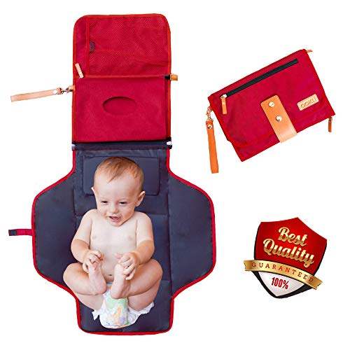 Preisvergleich Produktbild Tragbare Wickelunterlage für Unterwegs, OOKLÍ Wasserdichtes Reise-Wickelstation-Kit mit mehreren Taschen Faltbare Kinderwagen-Tasche