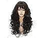 Produktbild AMUSTER Perücke Dunkelbraun Frauen Fasching Lang Gewellt Wigs Alltag Cosplay Karneval günstig synthetische Peruecke 60 cm