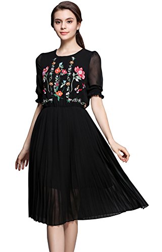 embroidered tiered midi dress in cottage garden Baltic Born Womens Lotte Embroidered Midi Dress | Emerald main image 1
