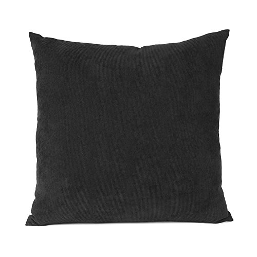 Baibu Einfach Dekorativ Sofa Kissenbezug Kissenhülle mit verdecktem Reißverschluss aus Kord in 10 modernen Farben und 6 Größen 80x80cm Dunkelgrau