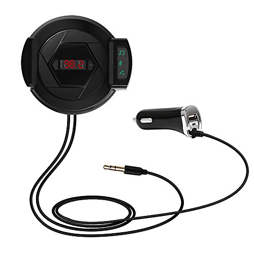 Preisvergleich Produktbild Bluetooth FM-Transmitter, Bluetooth Car Kit, USB-Autoladegerät, Telefonhalter Freisprecheinrichtung Mikrofon, 3,5 mm Audio-Receiver, HiFi Bluetooth-Funksender