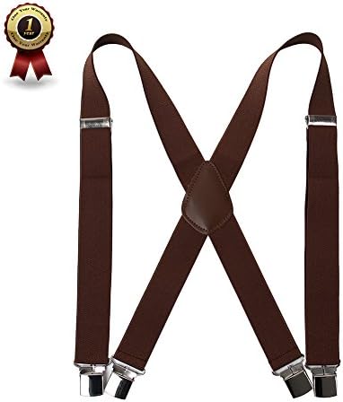 Men’ s X Back Braces with 4 Quality Controlled Clips & 1.4” Wide Suspenders & Heavy Duty
