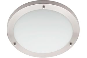LITECRAFT Mari LED IP44 Rated Flush Bathroom Ceiling Light Modern Style Home Lighting (Satin Nickel, Large, 18 Watt)