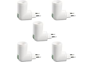 BOUGPENG 5 portalampada E27 senza cavo AC 230 V E27 in PBT ecologico con interruttore spina europea girevole a 180° per lampada da cucina/garage certificazione VDE e CE