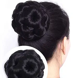 VIEWS Set of 1 Womens Hair Clutchers Juda Bun With Artificial Synthetic Hair Extension Natural - Black