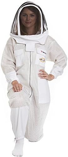 Natural ApiaryZephyros 3 Layer Ventilated Beekeepers Suit - Includes 2 x Non-Flammable Veils (Round & Fencing), Stay Cool with Superb Sting Protection for Professional & Beginner Beekeepers
