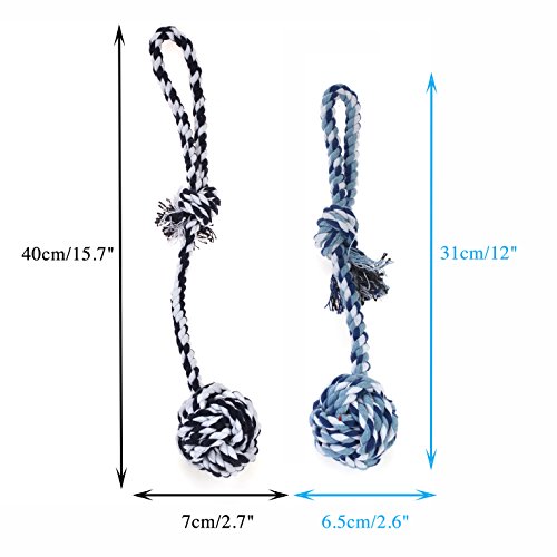 Chiwava-Pet-157-Rope-Tug-Dog-Toy-Multicolor-Knot-Cotton-Cord-Ball-with-handle-for-Puppy-Chew-Throw-Play-Random-Color