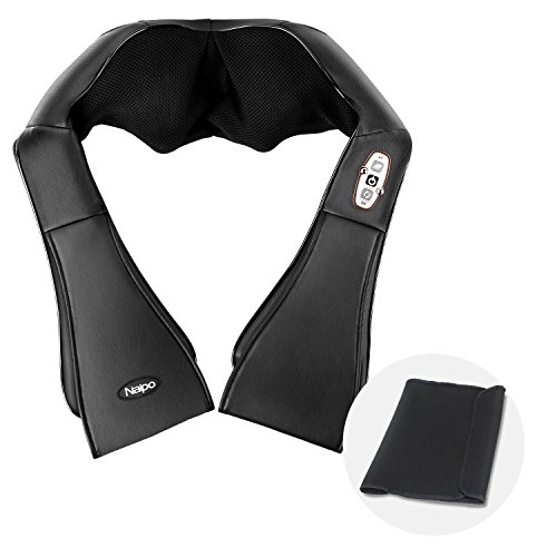 Naipo Shiatsu Masajeador Cervical Masajeador de Cuello y Hombros con 8 Nodos de 3D Rotación, Tratamiento de Calor para Alivio...