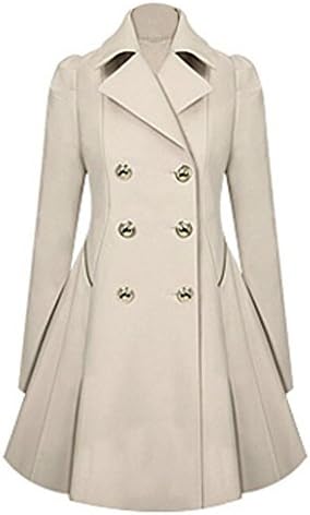 LILICAT Womens Overcoat, Fashion Women Coats, Women Long Parka Coat Lapel Neck Outwear Winter Warm Trench Jacket Coats Double breasted Slim (Beige, Size:L)