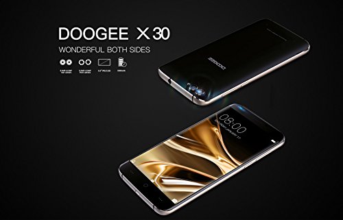 DOOGEE X30 - schermo da 5,5 '' HD Smartphone Android 7.0 3G, fotocamere doppie posteriori + doppie telecamere anteriori (5MP + 5MP + 8MP + 8MP), CPU quad core da 1,3GHz con 2GB RAM 16GB ROM, 3360mAh nero