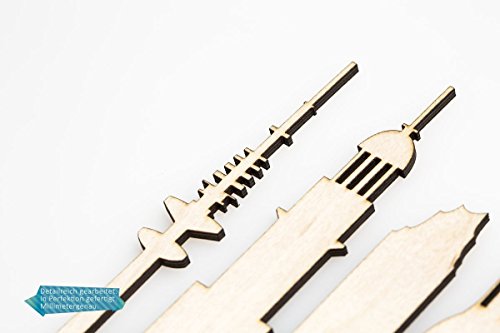 Skyline Schalke Wanduhr aus Birken-Holz Made in Germany Design Uhr aus Echtholz Wand-Deko aus Birke Originelle Wand-Uhr Moderne Wand-Uhr im Skyline Design Wand-Dekoration aus Natur-Holz - 3