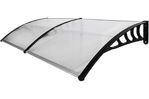 OUTVITA Auvent de Porte d'entrée, Contre Pluie Neige UV, Porte Toit Marquise Abri Protection en Polycarbonate (200 x 100 x 25 cm)
