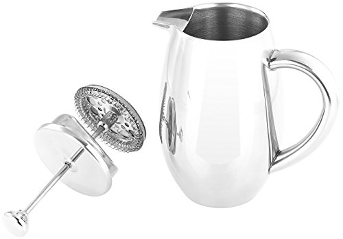 Rosenstein & Söhne Thermo-Kaffeebereiter, French-Press, Edelstahl, doppelwandig, 350 ml - 5
