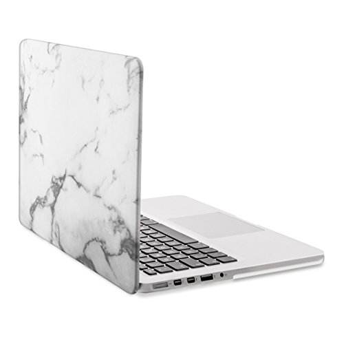 kwmobile Hardcase Laptop Hülle für Apple MacBook Pro Retina 13" (ab Ende 2012) - Marmor Design Weiß Schwarz dünne gummierte Schutzhülle Cover Case Tasche