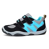  Unpowlink Kinder Schuhe Sportschuhe Ultraleicht Atmungsaktiv Turnschuhe Klettverschluss Low-Top Sneakers Laufen Schuhe Laufschuhe für Mädchen Jungen 28-37 (29 EU, Rosa) (39 EU, 807-grau)