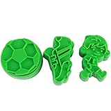 Flexible y reutilizable. SHIJIAN - Sello para decoración de fondant con diseño de fútbol verde ecológico en 3D, molde para hornear, zapatos de fútbol, forma de niño para galletas, chocolate, fondant, decoración