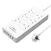 Price comparison product image ORICO 6 Way Outlet Power Strip Surge Protector Extension Lead with 5 USB 5V 2.4A Charging Ports - Fast Phone Charger compatible for iPhone iPad Samsung Galaxy - White