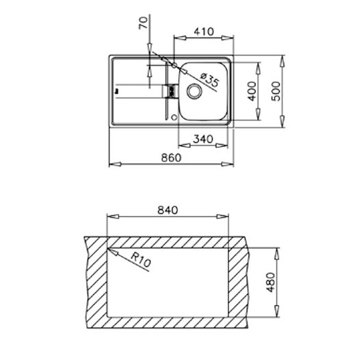 Teka Edelstahl Einbauspüle Küchenspüle Spültisch Spülbecken 1 Becken und Abtropffläche poliert, Teka STENA 45 B – CN - 2